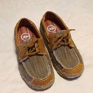 Tony Lama Boots RR3028L Women's Brown Canvas Blum Loafers Boat Shoes Size 8B GUC